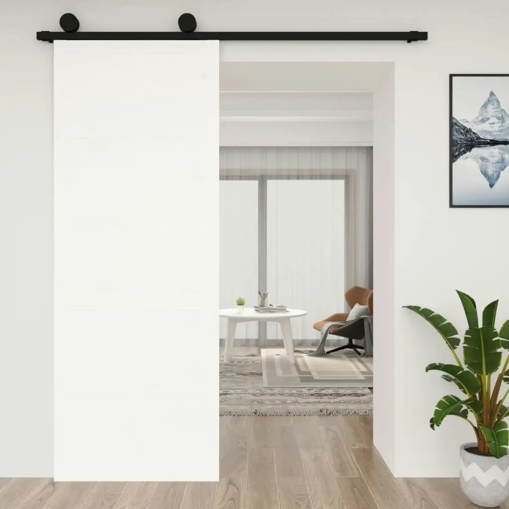 Barn Door White 80x1.8x214 cm Solid Wood Pine 824629