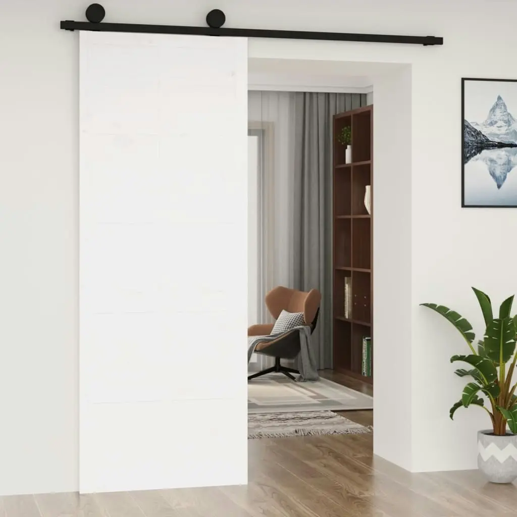 Barn Door White 80x1.8x214 cm Solid Wood Pine 824629