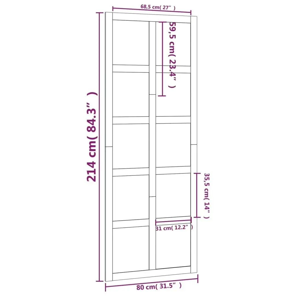 Barn Door White 80x1.8x214 cm Solid Wood Pine 824629