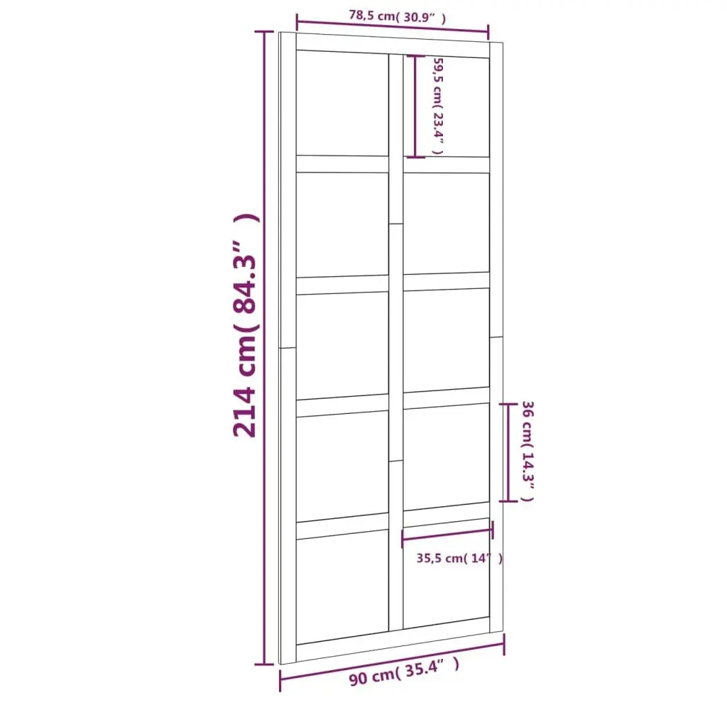 Barn Door 90x1.8x214 cm Solid Wood Pine 824633