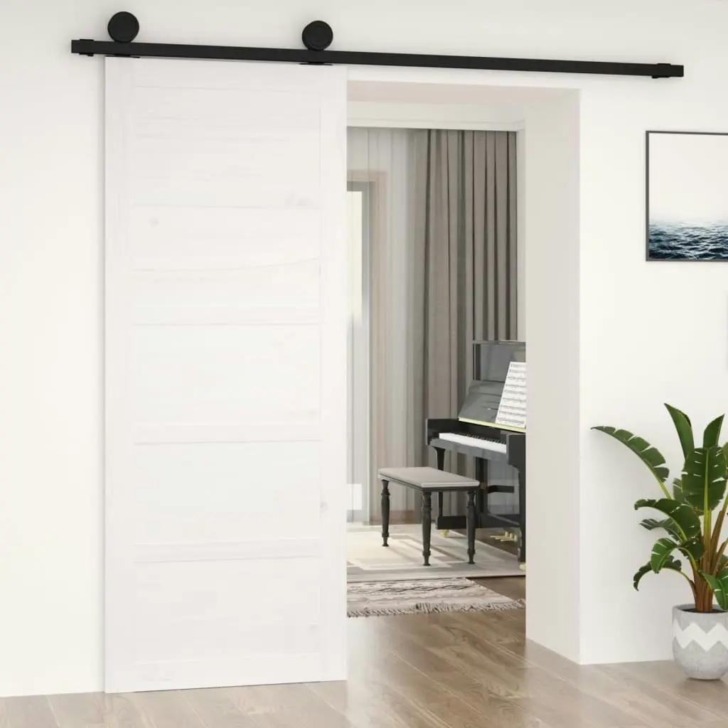 Barn Door White 80x1.8x204.5 cm Solid Wood Pine 824614