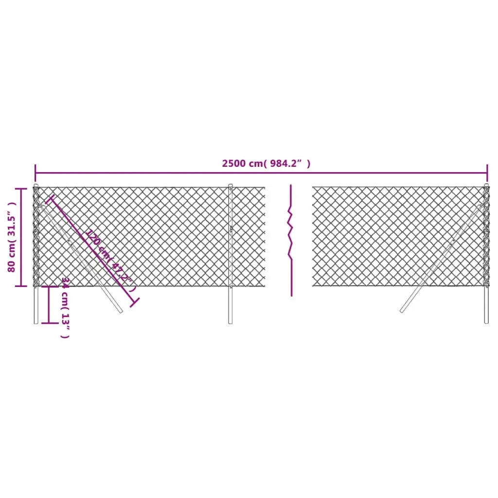 Chain Link Fence Anthracite 0.8x25 m 153960