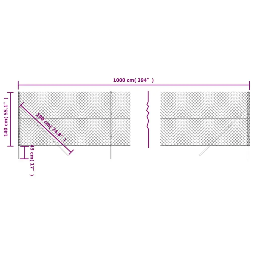 Chain Link Fence Anthracite 1.4x10 m 153955