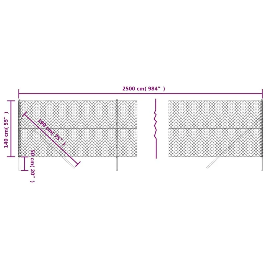 Chain Link Fence Green 1.4x25 m 153915