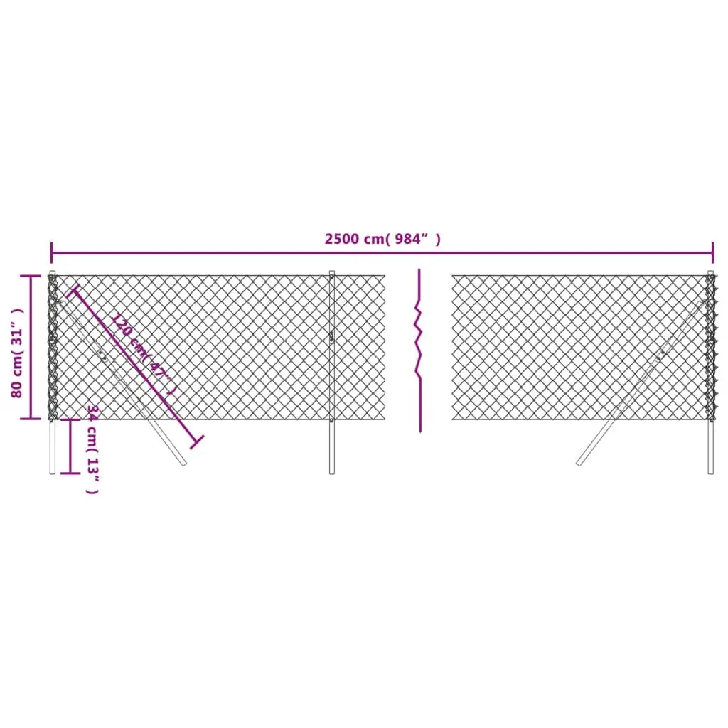 Chain Link Fence Green 0.8x25 m 153912