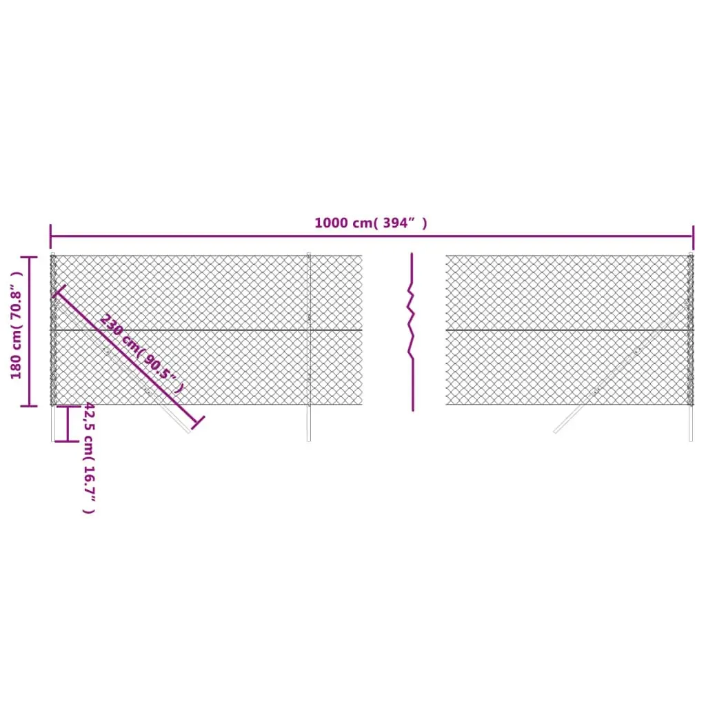 Chain Link Fence Green 1.8x10 m 153909