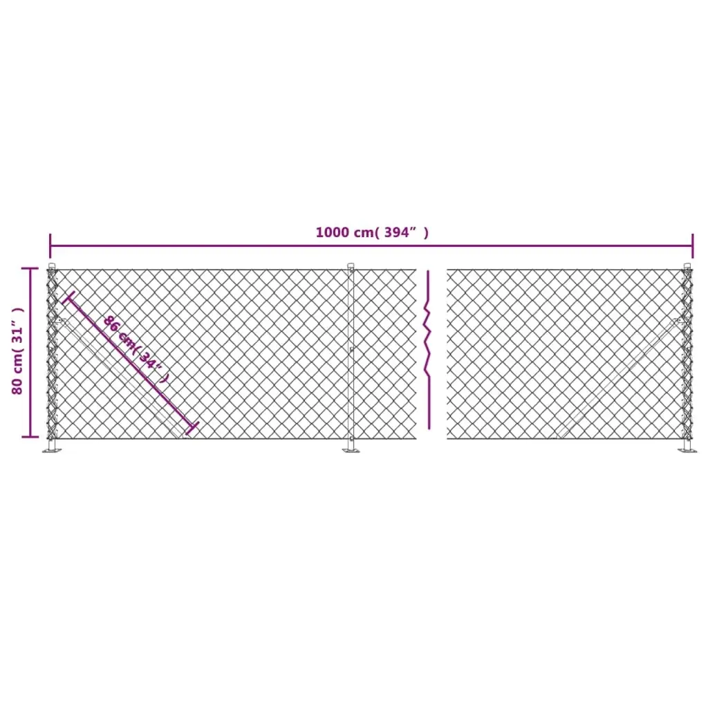 Chain Link Fence with Flange Green 0.8x10 m 153936