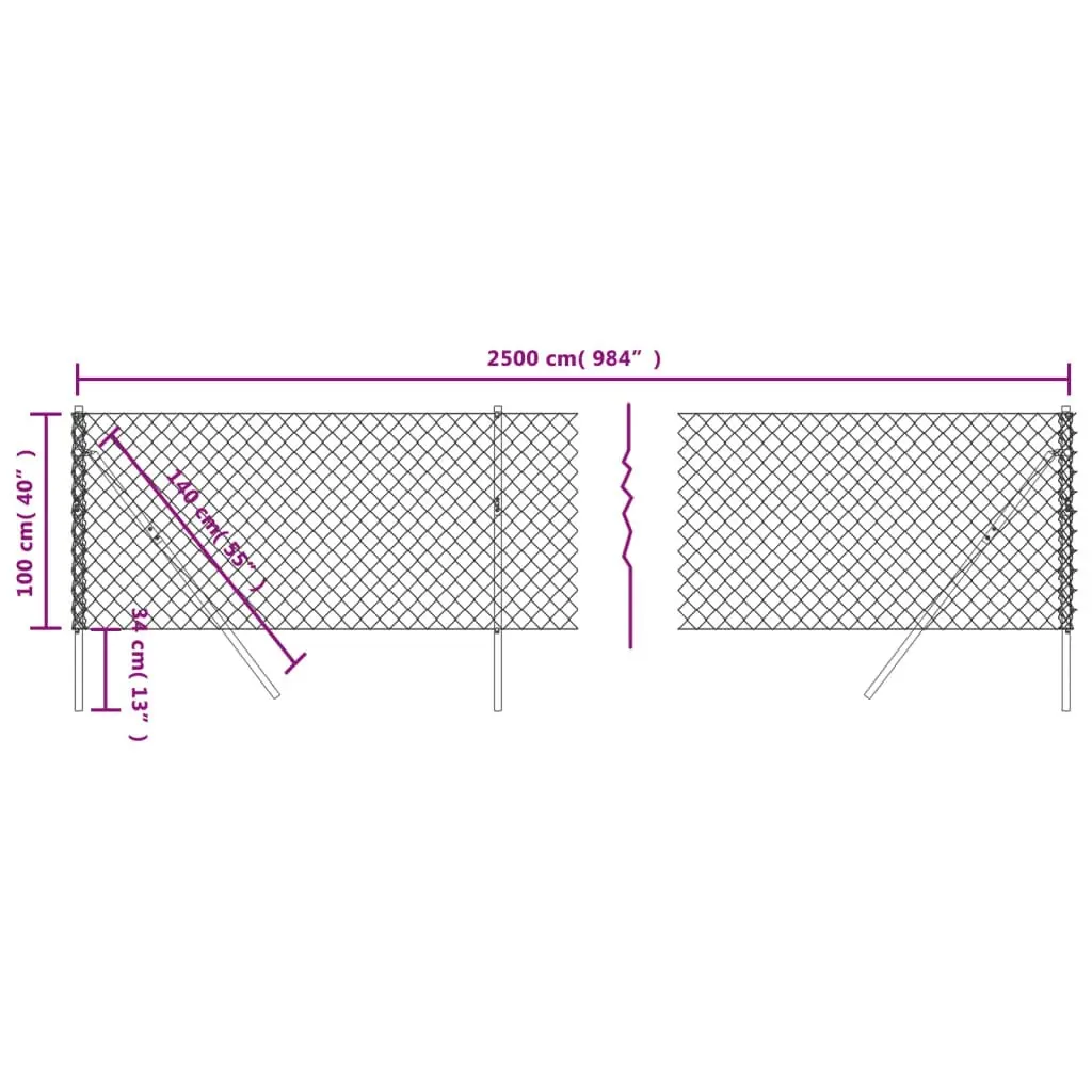 Chain Link Fence Green 1x25 m 153913