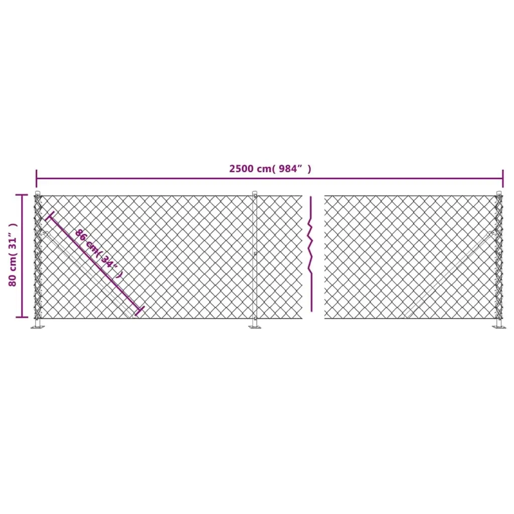 Chain Link Fence with Flange Green 0.8x25 m 153944