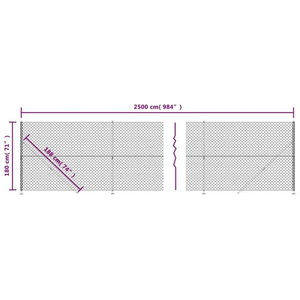 Chain Link Fence with Flange Green 1.8x25 m 153949