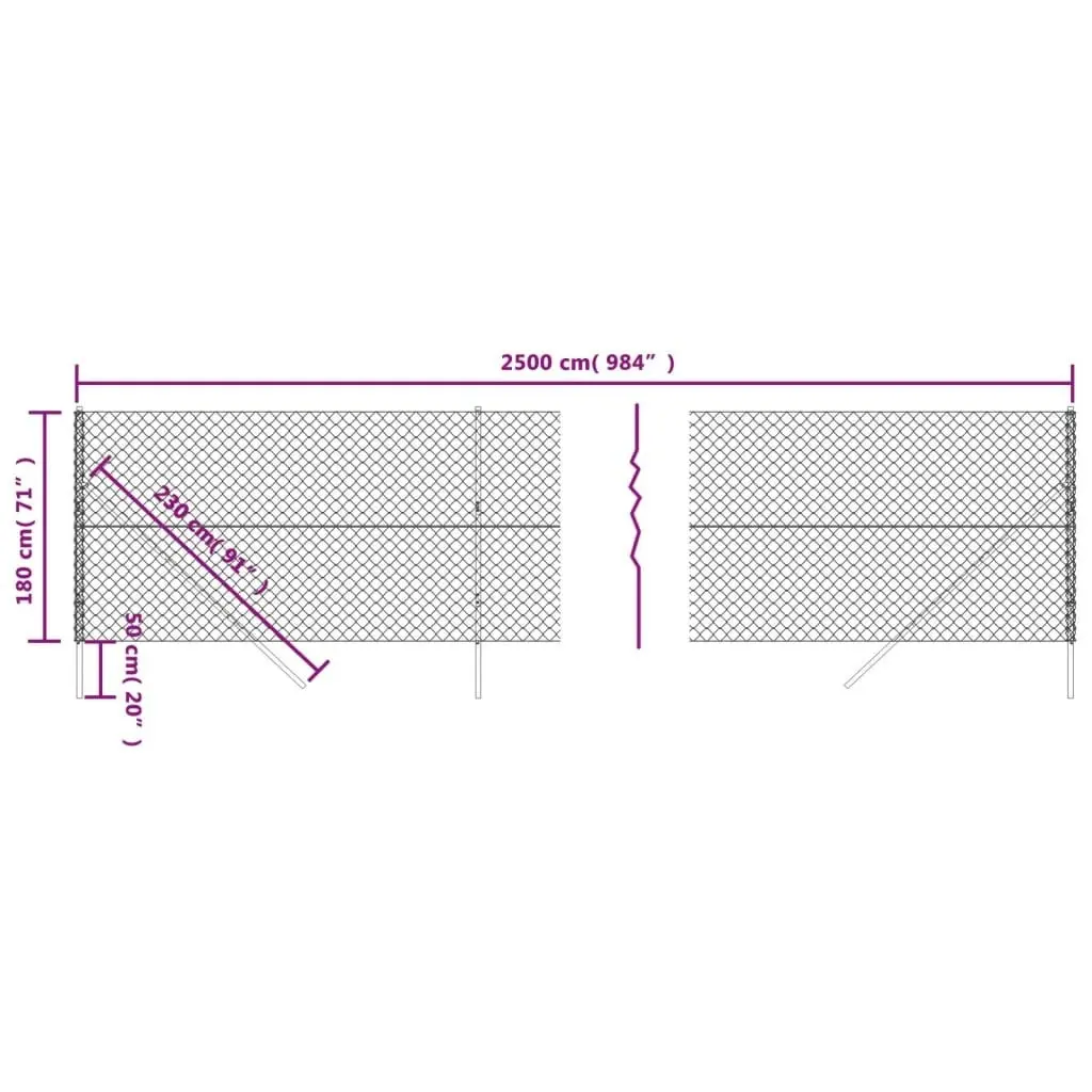 Chain Link Fence Green 1.8x25 m 153917