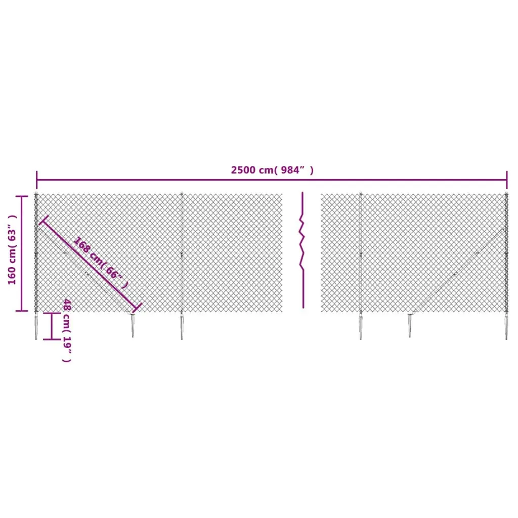 Chain Link Fence with Spike Anchors Green 1.6x25 m 153932