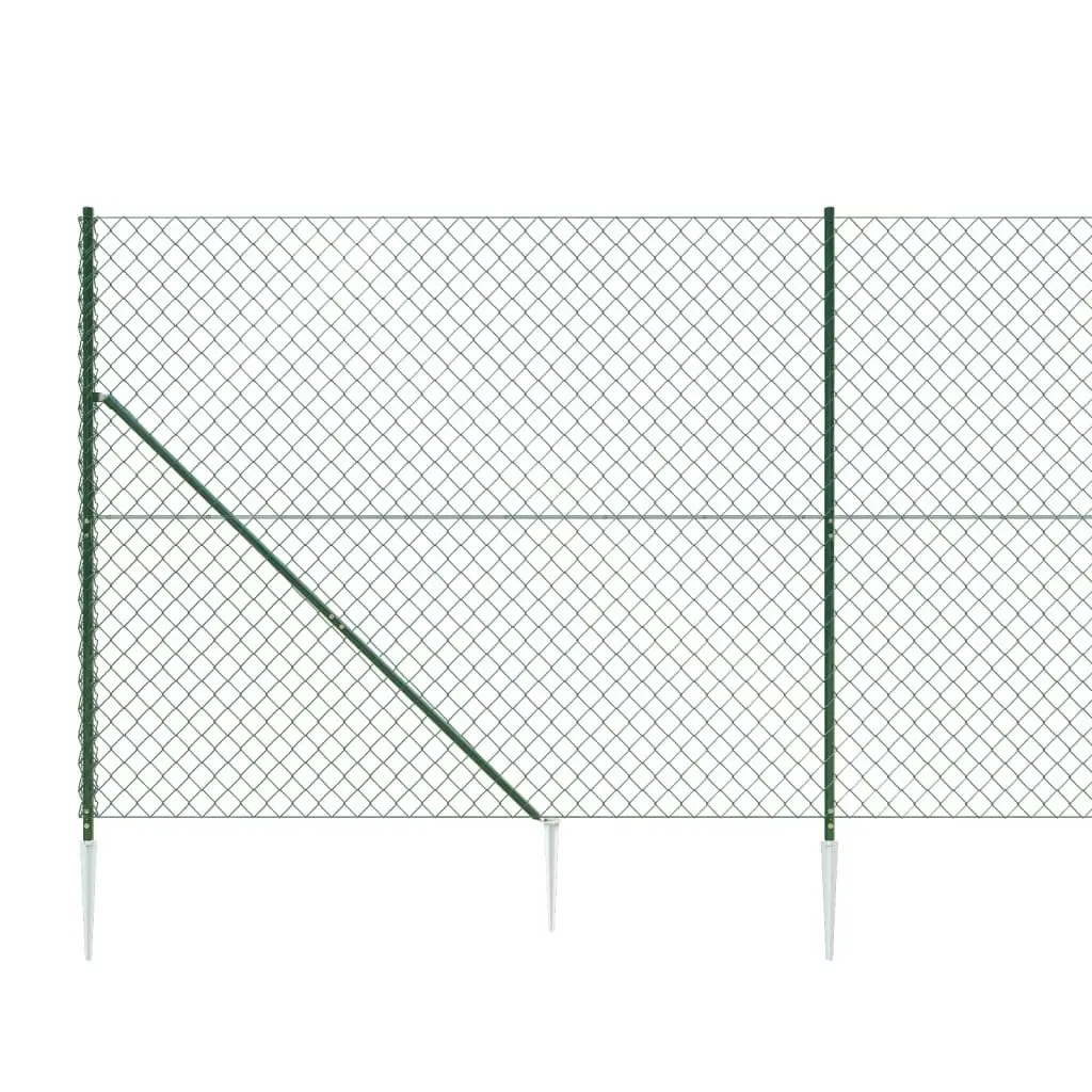 Chain Link Fence with Spike Anchors Green 1.6x25 m 153932