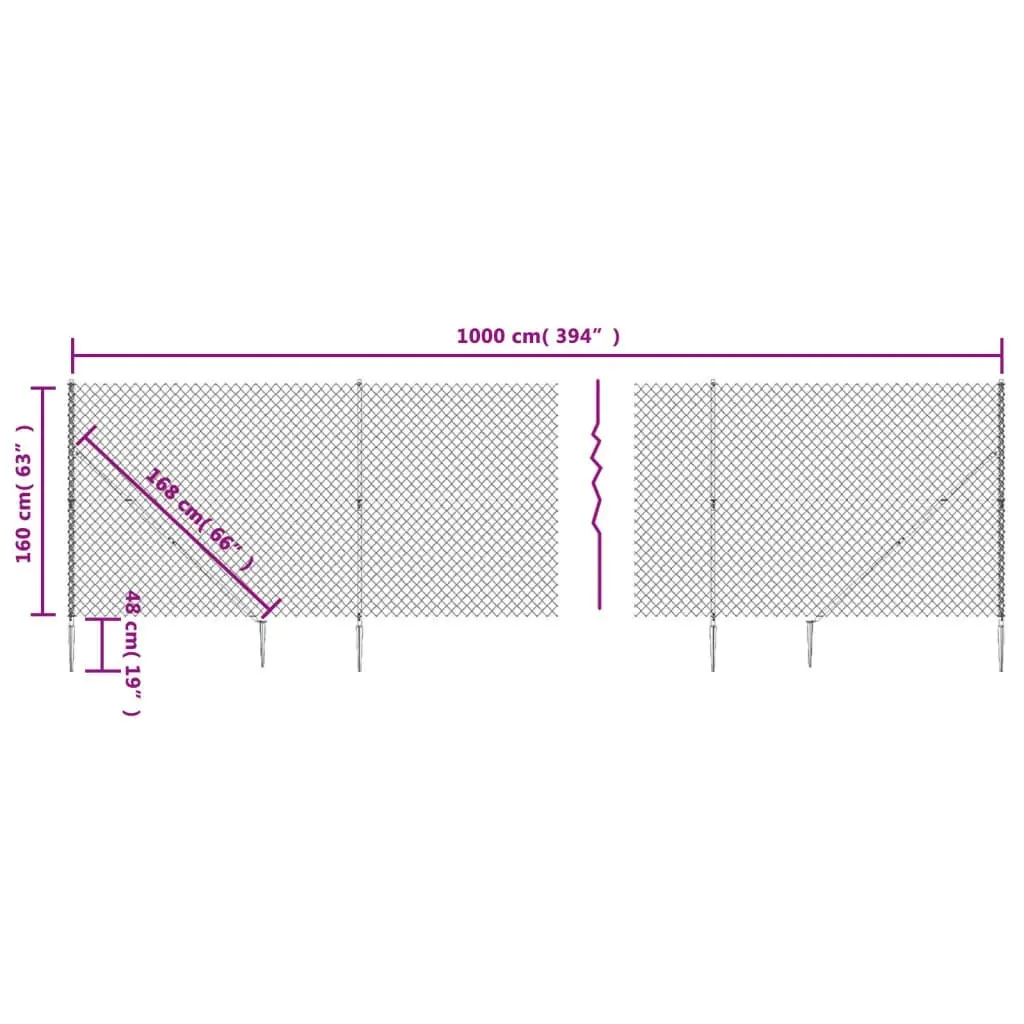 Chain Link Fence with Spike Anchors Green 1.6x10 m 153924