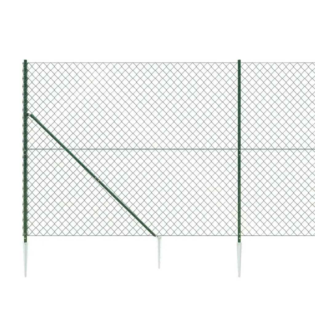 Chain Link Fence with Spike Anchors Green 1.6x10 m 153924