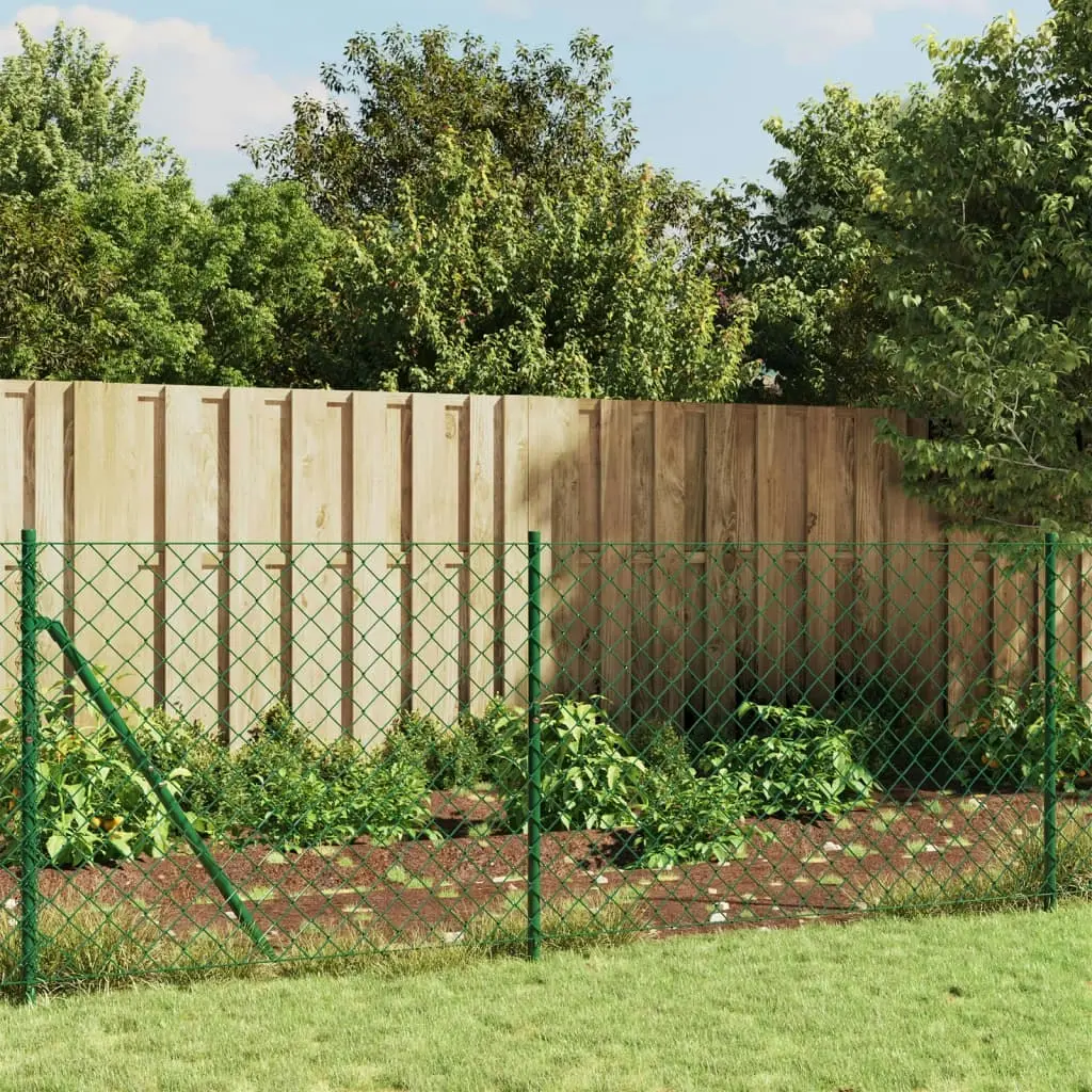 Chain Link Fence with Spike Anchors Green 0.8x25 m 153928