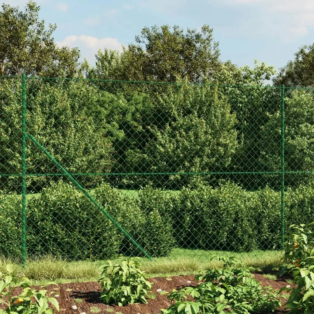 Chain Link Fence with Spike Anchors Green 1.8x25 m 153933