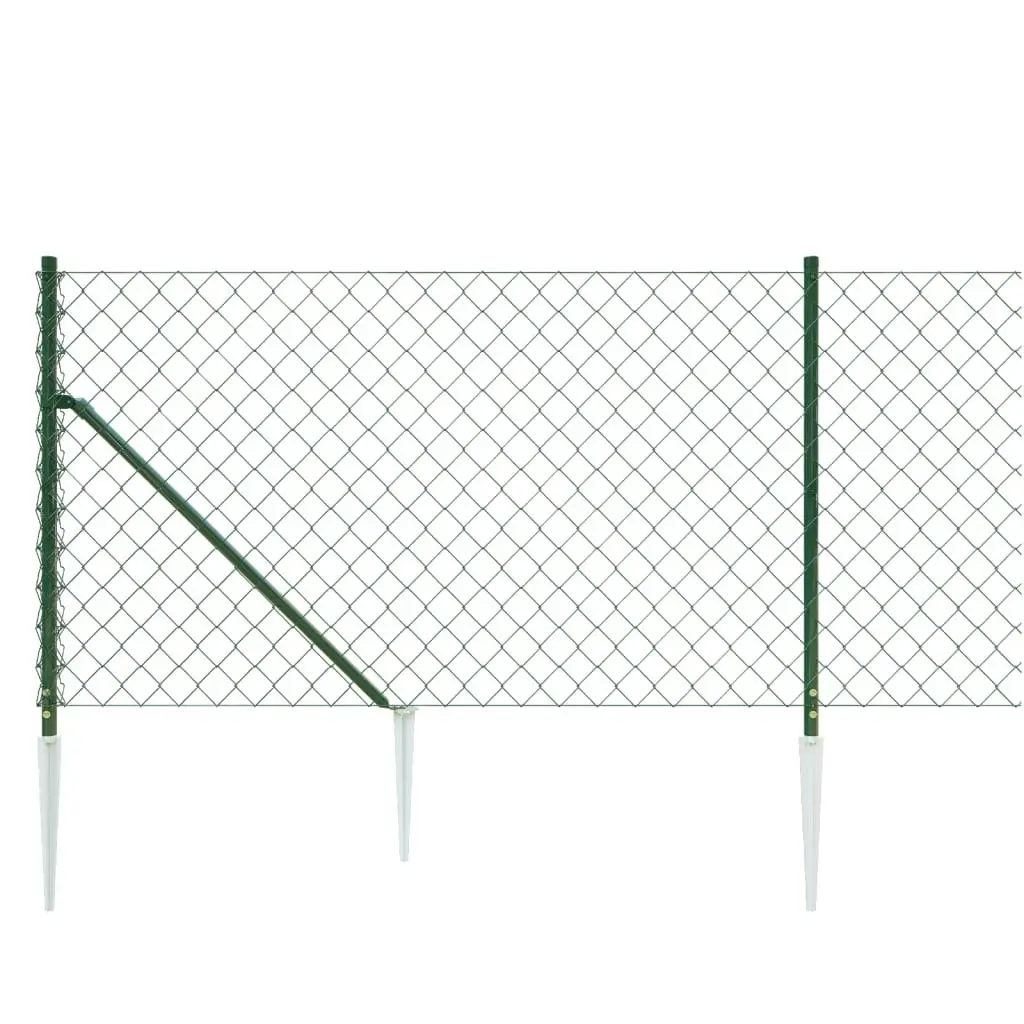 Chain Link Fence with Spike Anchors Green 0.8x10 m 153920