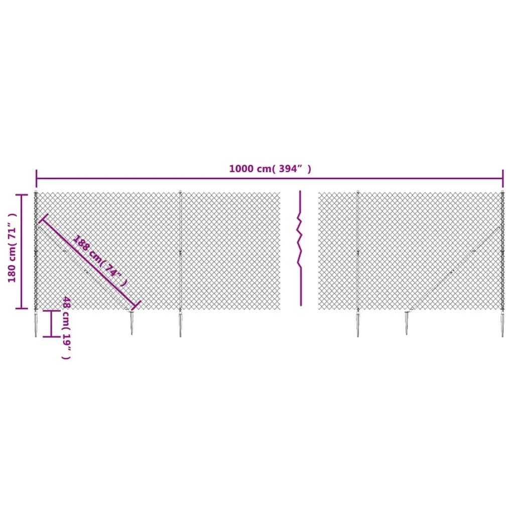 Chain Link Fence with Spike Anchors Green 1.8x10 m 153925