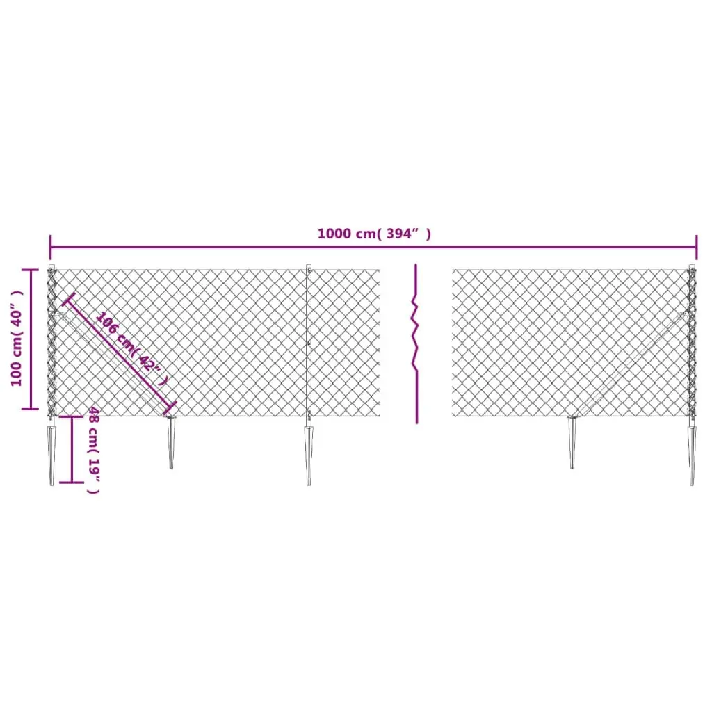 Chain Link Fence with Spike Anchors Green 1x10 m 153921