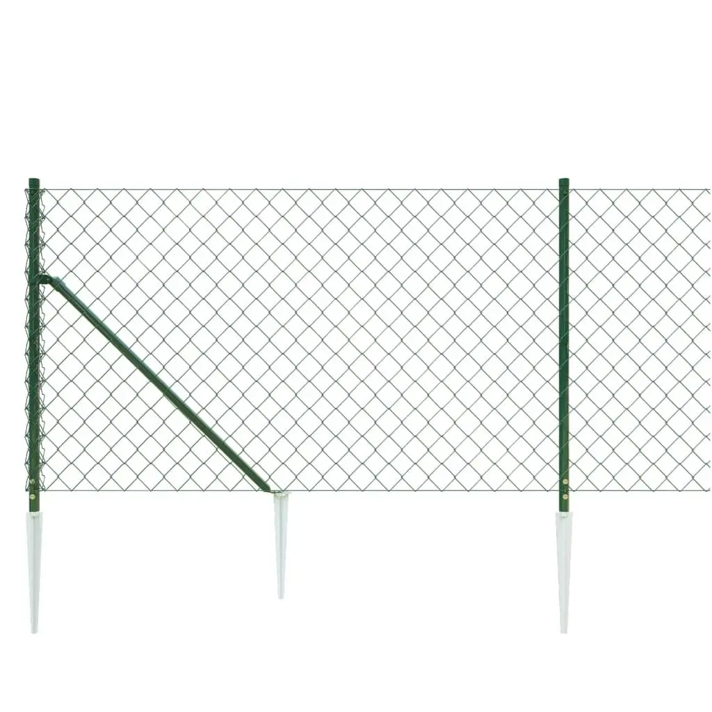 Chain Link Fence with Spike Anchors Green 1x25 m 153929