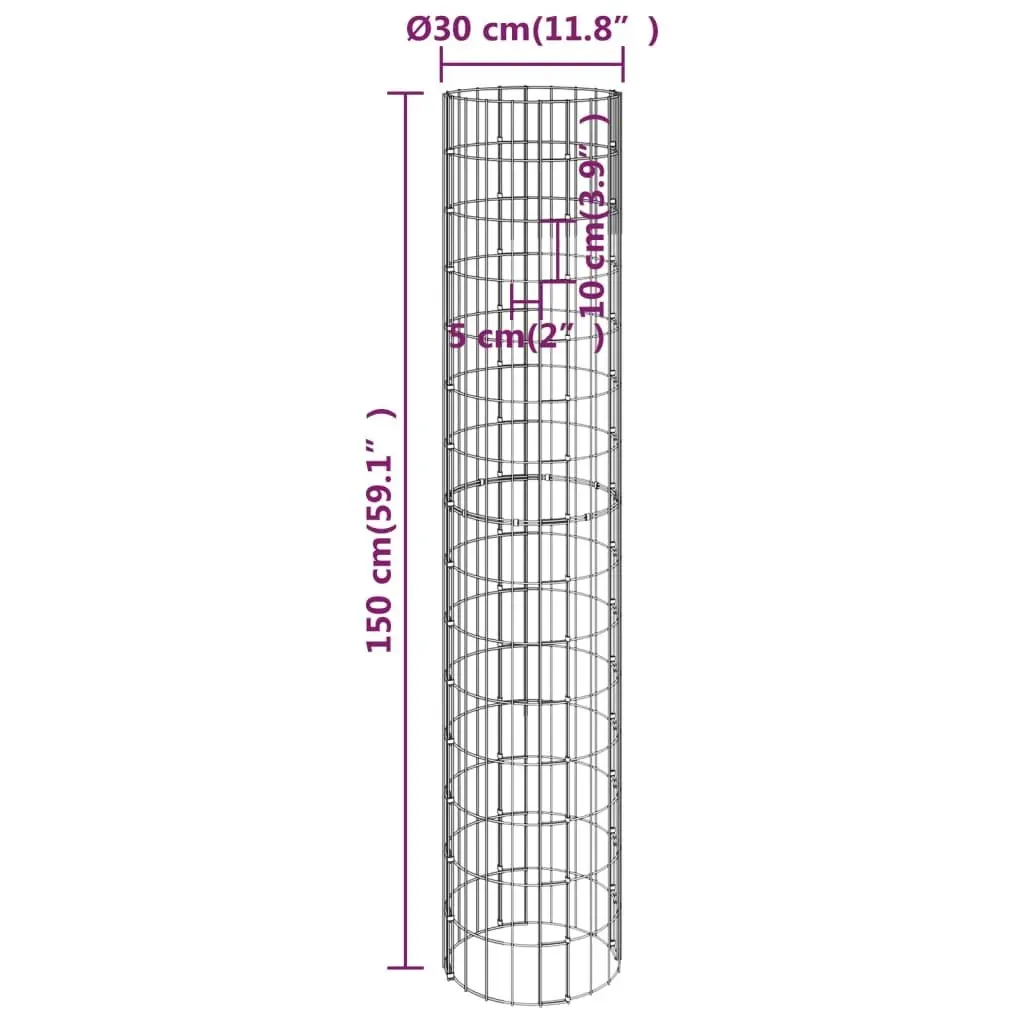 Circular Gabion Pole Galvanised Steel Ã˜30x150 cm 152013