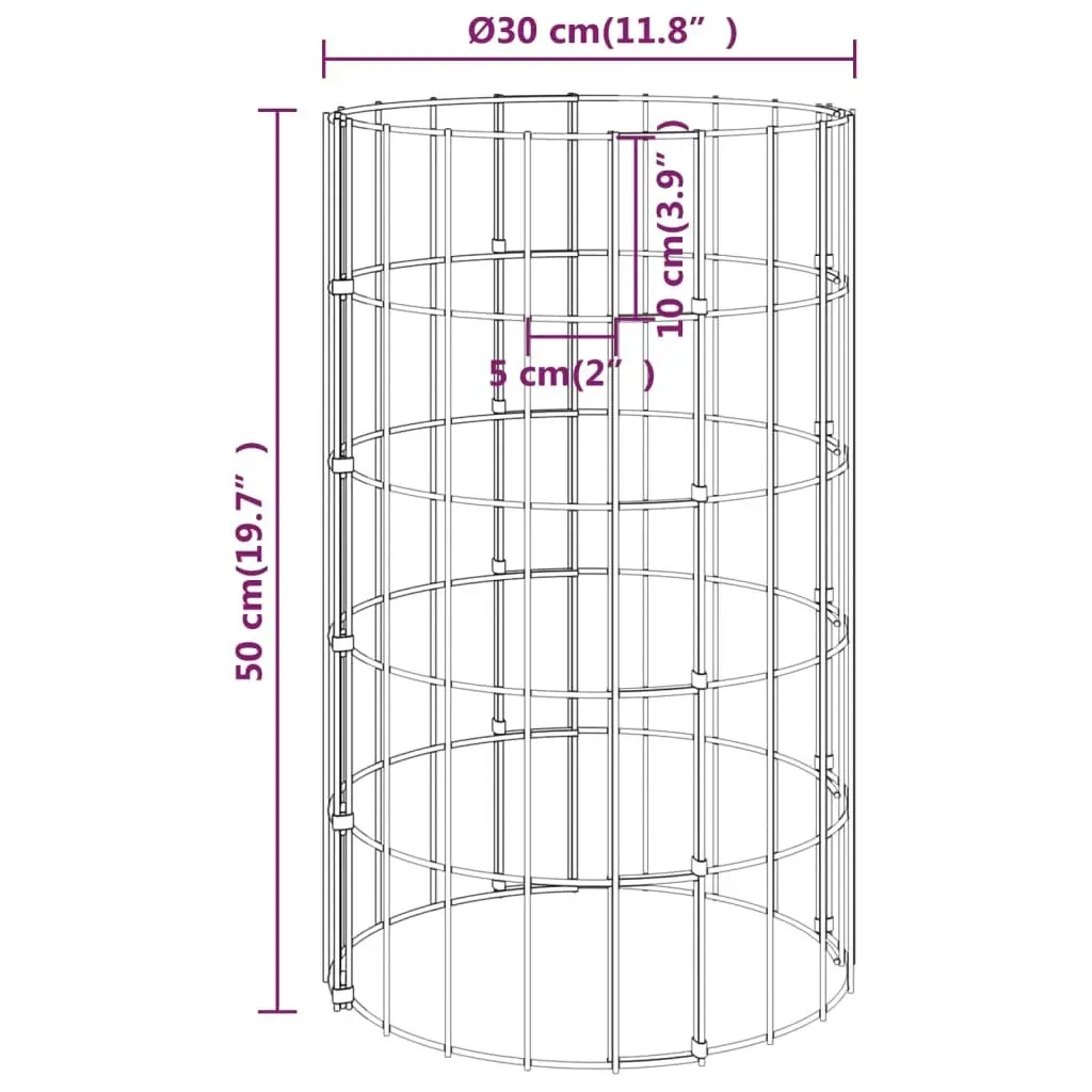 Circular Gabion Pole Galvanised Steel Ã˜30x50 cm 152011