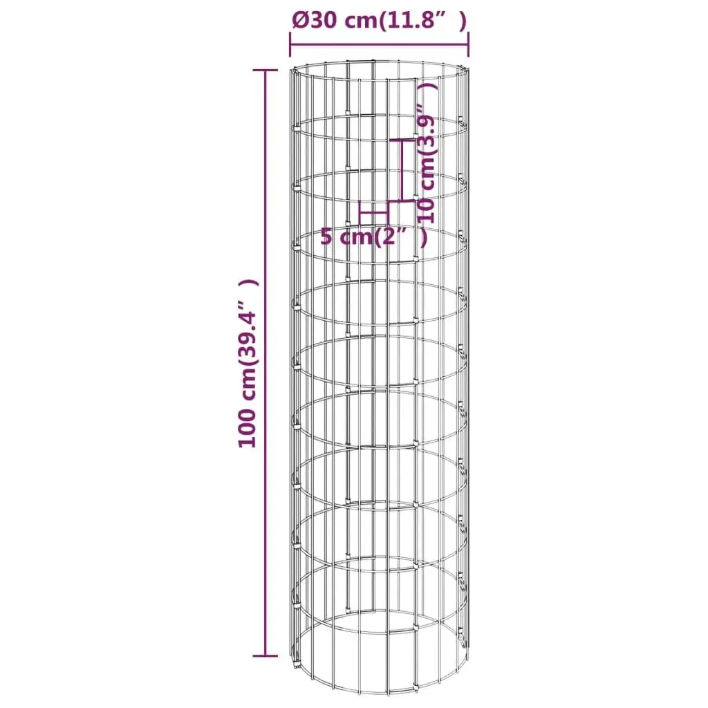 Circular Gabion Pole Galvanised Steel Ø30x100 cm 152012