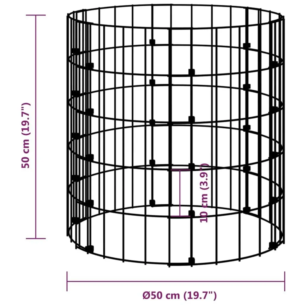 Circular Gabion Pole Galvanised Steel Ø50x50 cm 152015