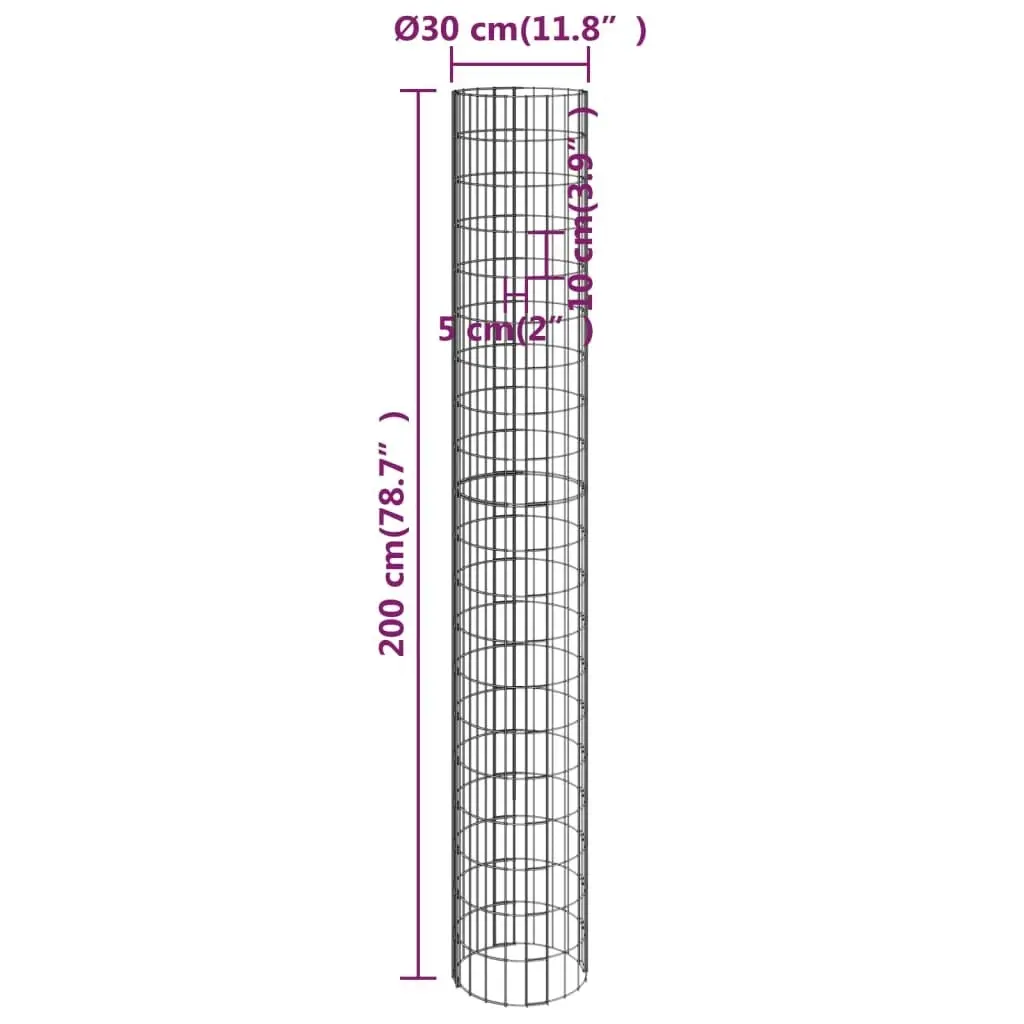 Circular Gabion Pole Galvanised Steel Ã˜30x200 cm 152014