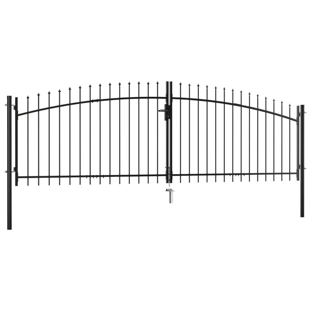 Double Door Fence Gate with Spear Top 400x175 cm 145739