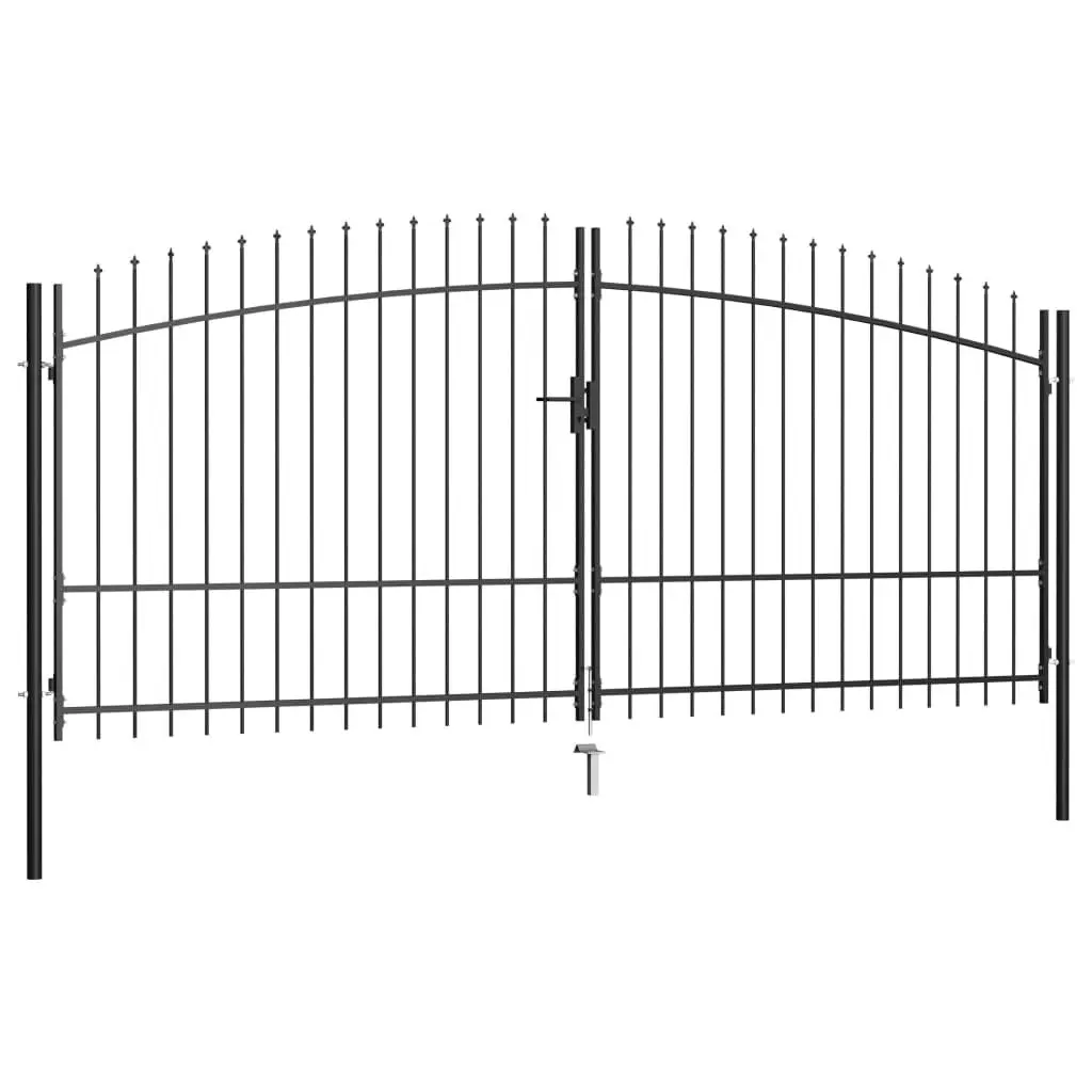 Double Door Fence Gate with Spear Top 400x225 cm 145741