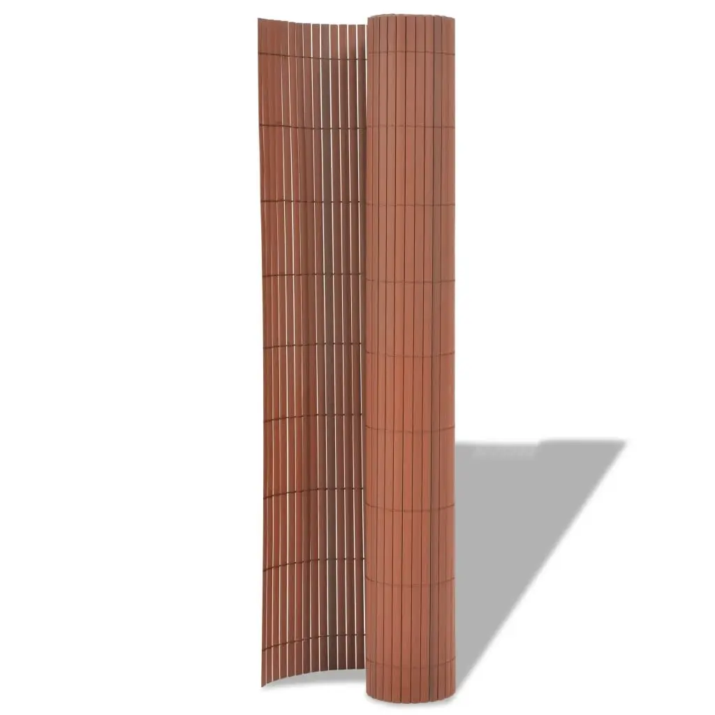 Double-Sided Garden Fence PVC 90x300 cm Brown 43625