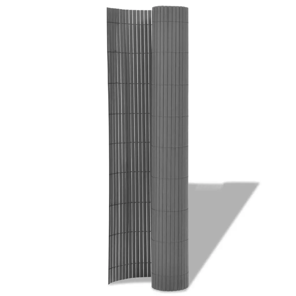 Double-Sided Garden Fence PVC 90x300 cm Grey 43626