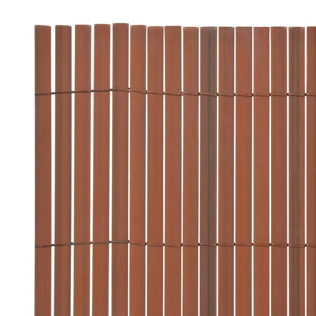 Double-Sided Garden Fence PVC 90x500 cm Brown 43630