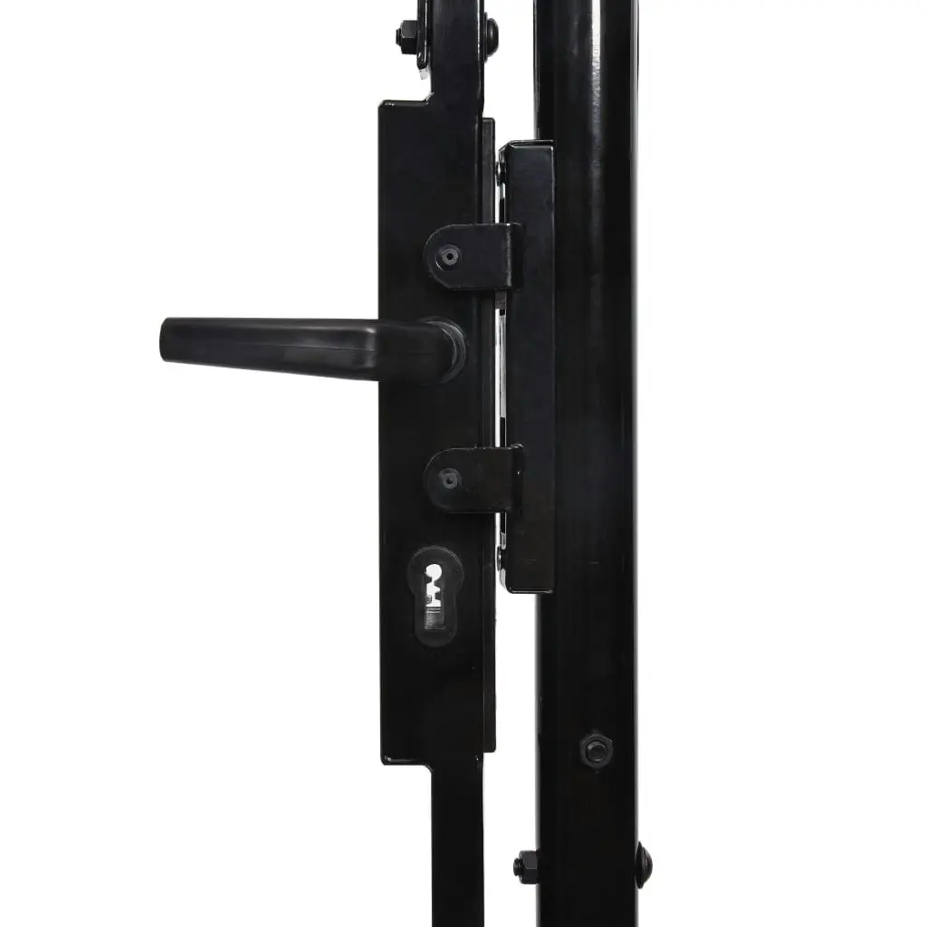 Fence Gate Double Door with Spike Top Steel 3x1.75 m Black 145737