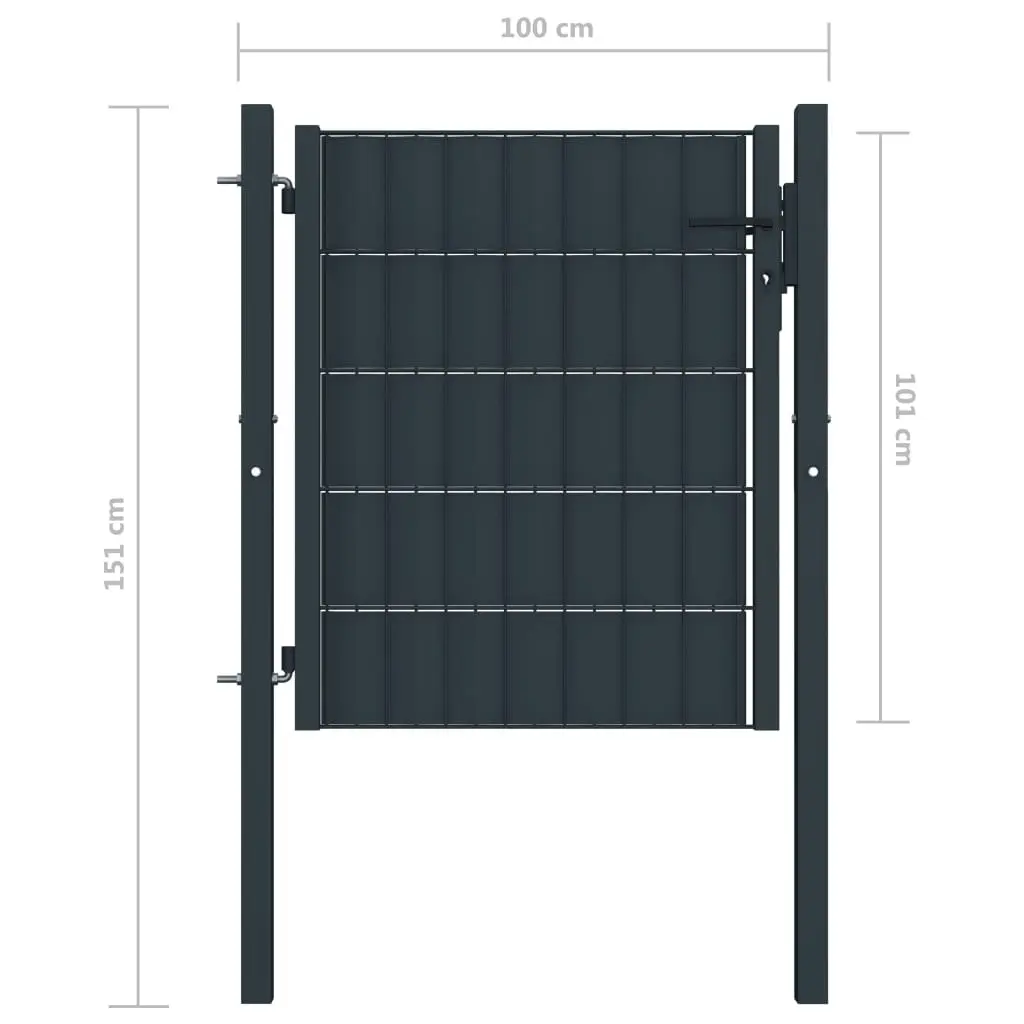 Fence Gate PVC and Steel 100x101 cm Anthracite 145233