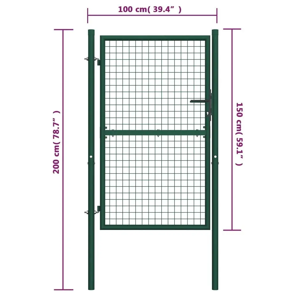 Fence Gate Steel 100x150 cm Green 145734