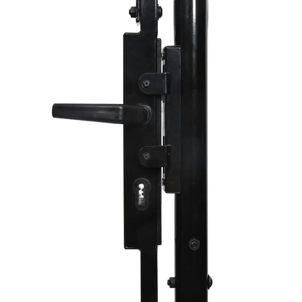 Fence Gate Double Door with Spike Top Steel 3x1.25 m Black 146027