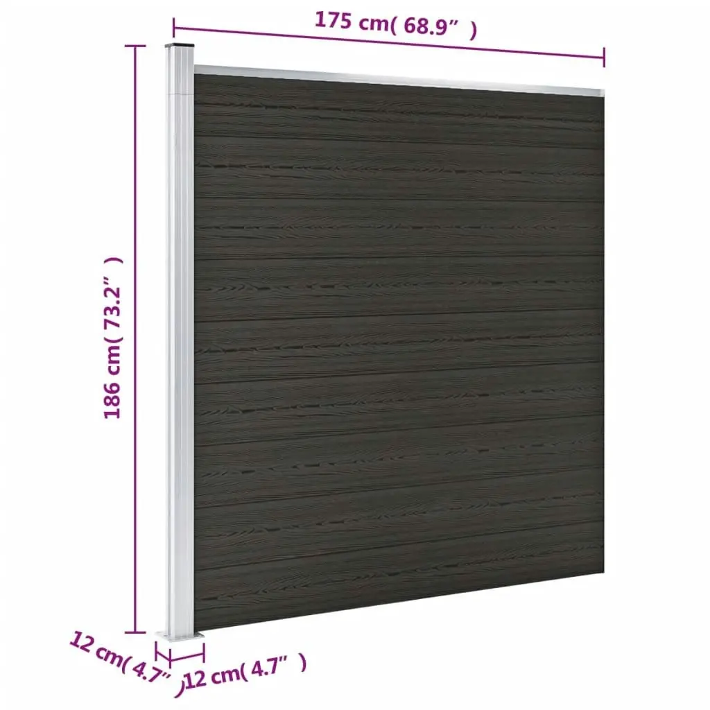 Fence Panel WPC 175x186 cm Black 148973