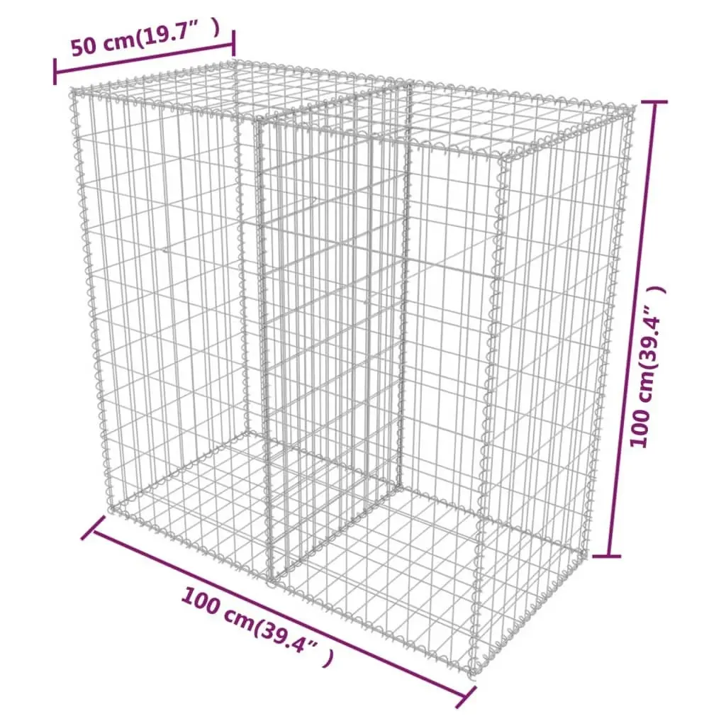 Gabion Basket Galvanised Steel 100x50x100 cm 142550