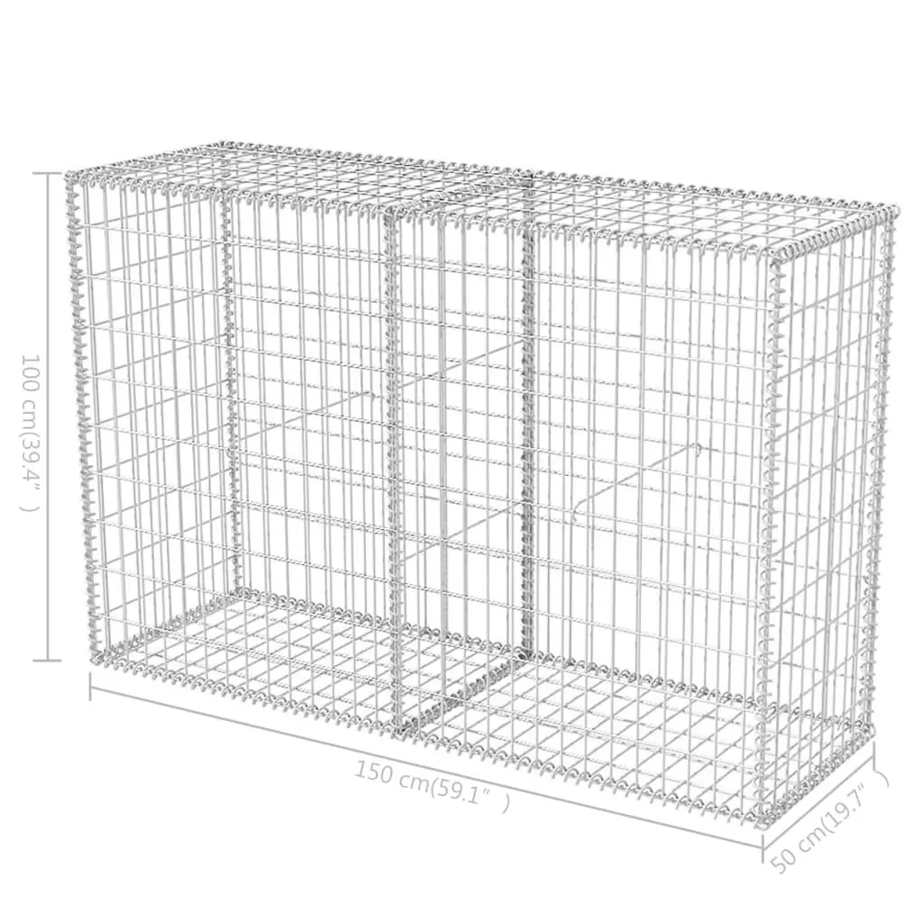 Gabion Basket Galvanised Steel 150x50x100 cm 142551