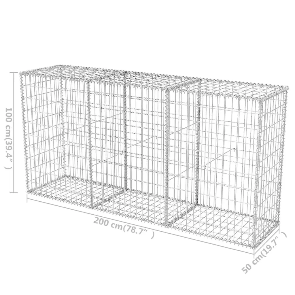 Gabion Basket Galvanised Steel 200x50x100 cm 142552