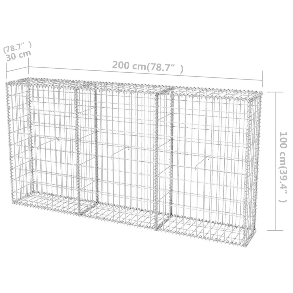 Gabion Basket Galvanised Steel 200x30x100 cm 142548