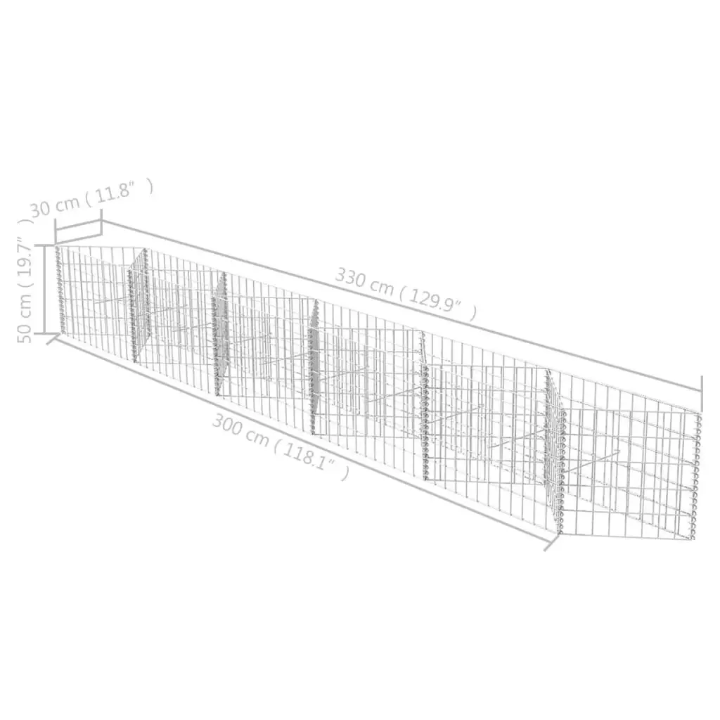 Gabion Basket Galvanised Steel 300x30x50 cm 142538