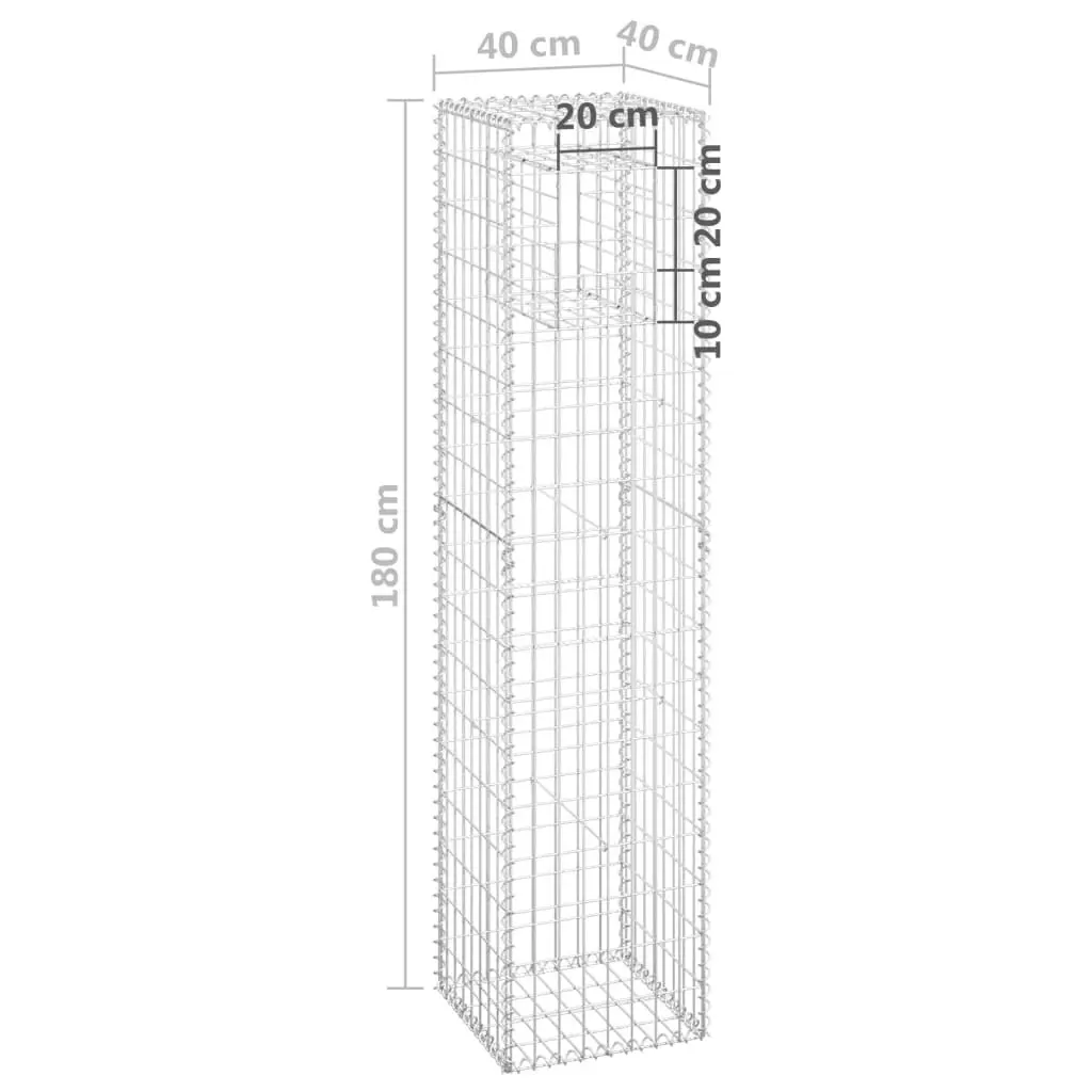 Gabion Basket Post 40x40x180 cm Iron 151264