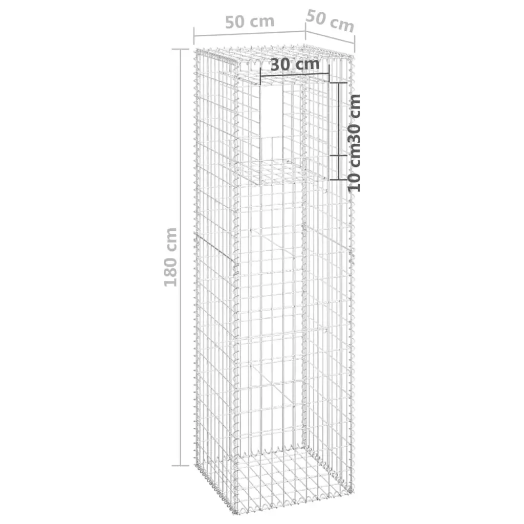 Gabion Basket Post 50x50x180 cm Iron 151272