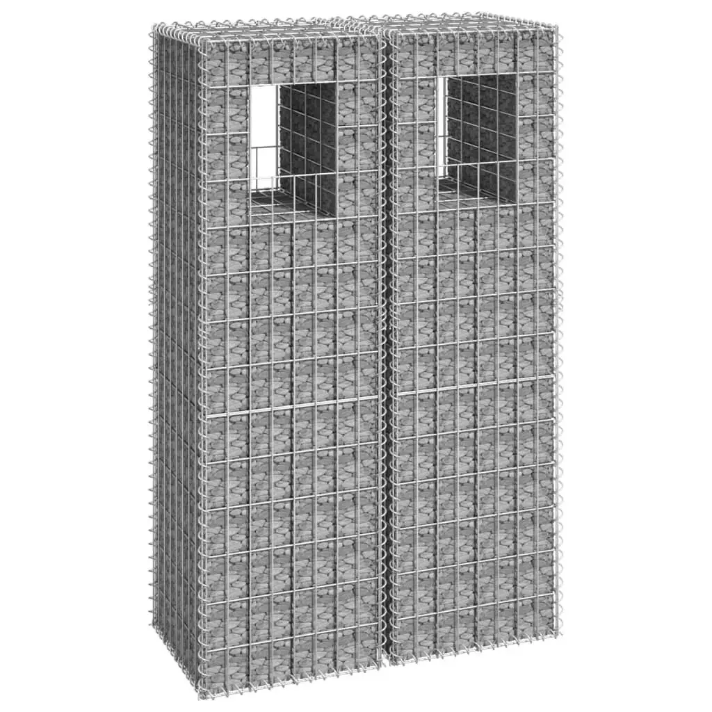 Gabion Basket Posts 2 pcs 40x40x140 cm Iron 151263