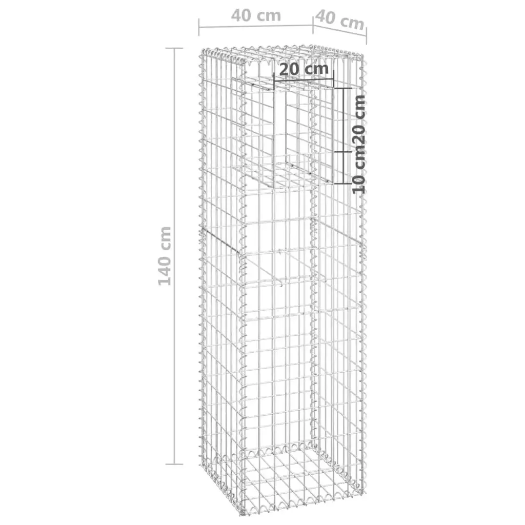 Gabion Basket Posts 2 pcs 40x40x140 cm Iron 151263