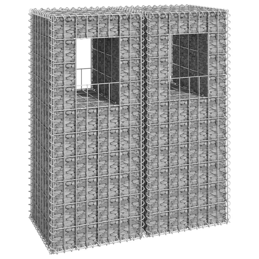 Gabion Basket Posts 2 pcs 40x40x100 cm Iron 151261